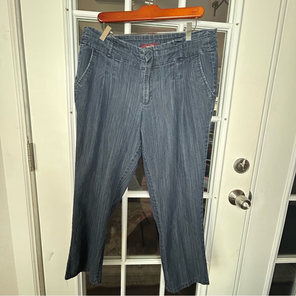 One 5 One Wide Leg Pleated Lightweight Denim Size 12